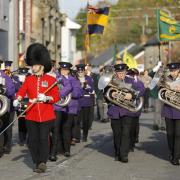 Marching as part of Lisnaskea's Remembrance Sunday events.