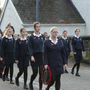 The Girls Brigade make their way to the church service in Ballinamallard.