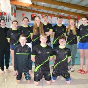 Some of the Lakelander swimmers who competed in Monaghan last weekend: (back) Vita Lavrenova, Kate McDade, Anna McDade, Izzy Lannon, Jamie Lannon, Kiril Chursin, Ellie Dunlop and Niamh O’Donnell with (front) Senan Burke, Hayden James and James