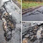 Road surface damage on Toneyvarnog Road in Co. Fermanagh.