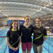 Kate McDade, Isobel Lannon and Anna McDade at the National Aquatic Centre.