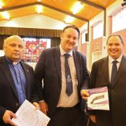 Canon Alan Irwin, Kenny Donaldson, SEFF Director of Services with Andrew Sloan, CEO Victims Commission at the launch in Lisnaskea.
