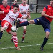 Hat trick hero Mark Cutler looks to get a shot away against Ardstraw.