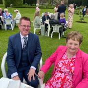 Alan Potters and his mother Mary Potters enjoying the Royal garden party at Hillsborough Castle.