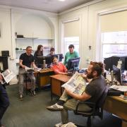 The new Editor of The Impartial Reporter, Rodney Edwards (left), with some of the newspaper's staff.