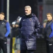 Ballinamallard manager Tommy Canning watches on at the Brandywell last Friday night.