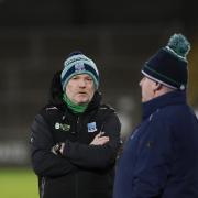 Fermanagh Manager Joe Balwin chat with selector Peer Galvin