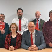 Enniskillen Drama Festival Committee members (front) Amanda Finch and Dave Rees, Director, with (back) Brian Farry, Stefan Bukowski, Paul Doherty and Tracey Kernaghan. (Not pictured: Marty Quinn, Debbie Murphy, Shelby Keys and Christine Maher Irvine.)