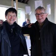 Teresa Kane who put together the exhibition and Frankie McPhillips who was there to view the art.