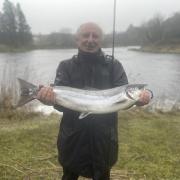 Colin Gardiner wrote his name in the record books when he caught the first salmon of the season from the River Drowes for a remarkable fourth time. Image: Impartial Reporter.