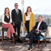 Pictured, from left, are Leona McAllister, Chief Commercial Officer, PlotBox, Rob Heron, Partner Lead for EY Entrepreneur Of The Year in Northern Ireland, Ruth Todd, Senior Manager, EY, and Jonathan Dobbin, Head of UK Regions, Julius Baer.