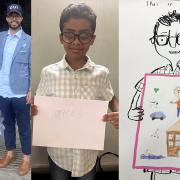 Kate Nicholl with author and artist Oliver Jeffers, who has helped draw attention to the plight of refugees, particularly children, such as young Eyad here, with Oliver helping to draw attention to Eyad and his peers, with their dreams and hopes.