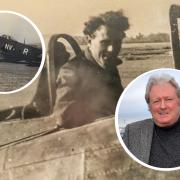 Charlie Lawson's father, Quintin in a Thunderbolt in Burma. Inset, right, Charlie Lawson; inset, right, Quintin's P47 with 79 Squadron in Burma.