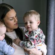 Erin Bell and her two children, two-year-old Caleb and nine-month-old Cohan.