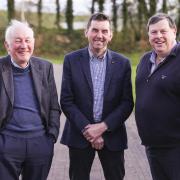 John Moore (centre), guest speaker at The Fermanagh Pedigree Livestock Breeders' AGM, pictured with Robert Forde and Andrew Burleigh, Committee members.