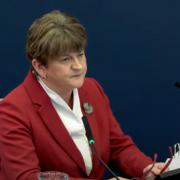 Arlene Foster speaking at the Covid-19 inquiry in Belfast.